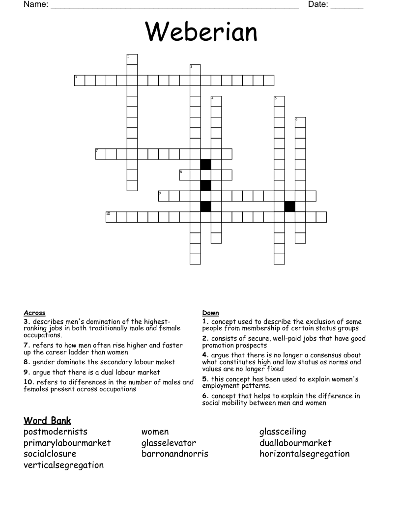 Weberian Crossword