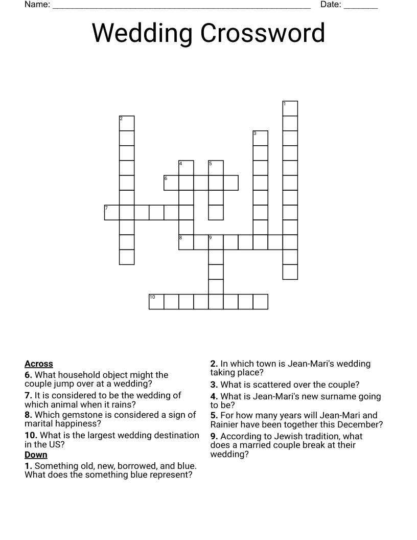 Wedding Crossword