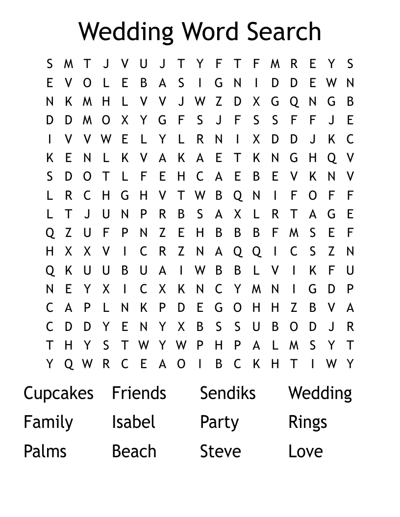 Wedding Word Search
