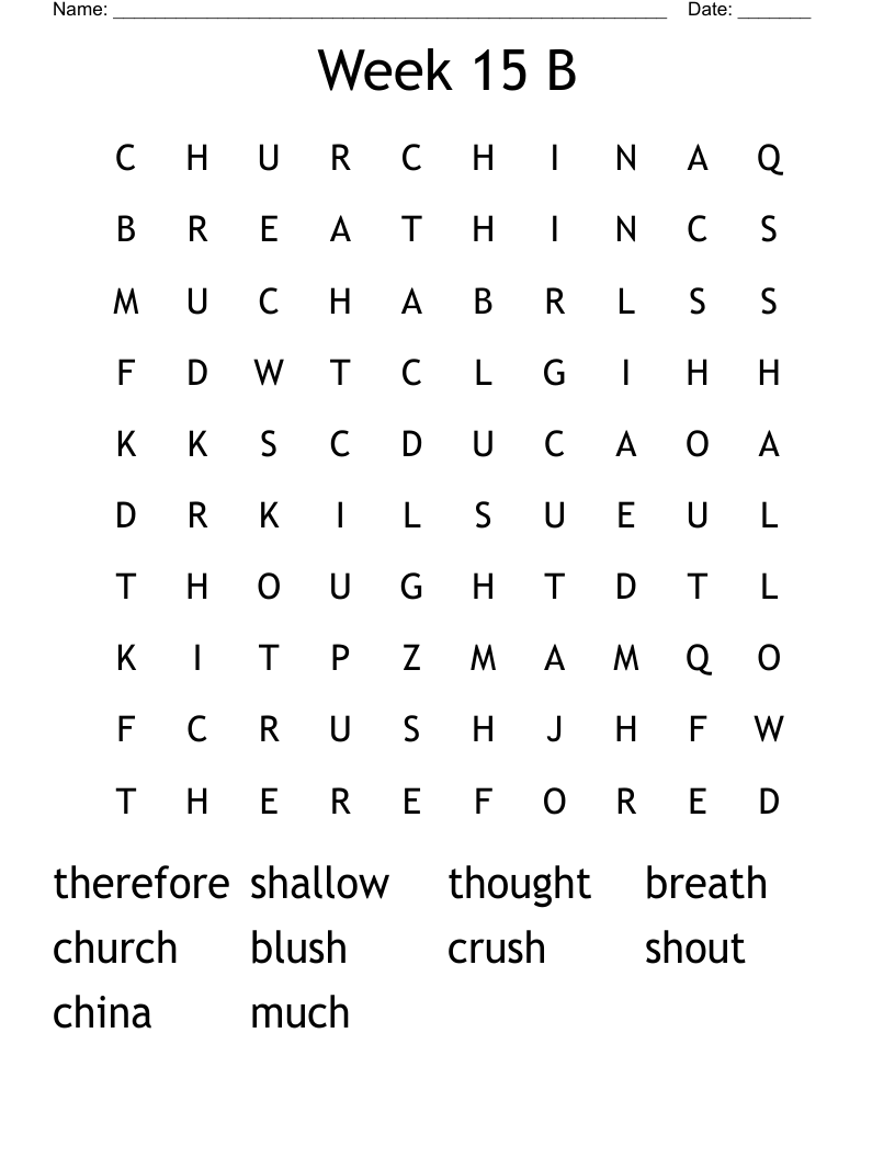 Week 15 B Word Search