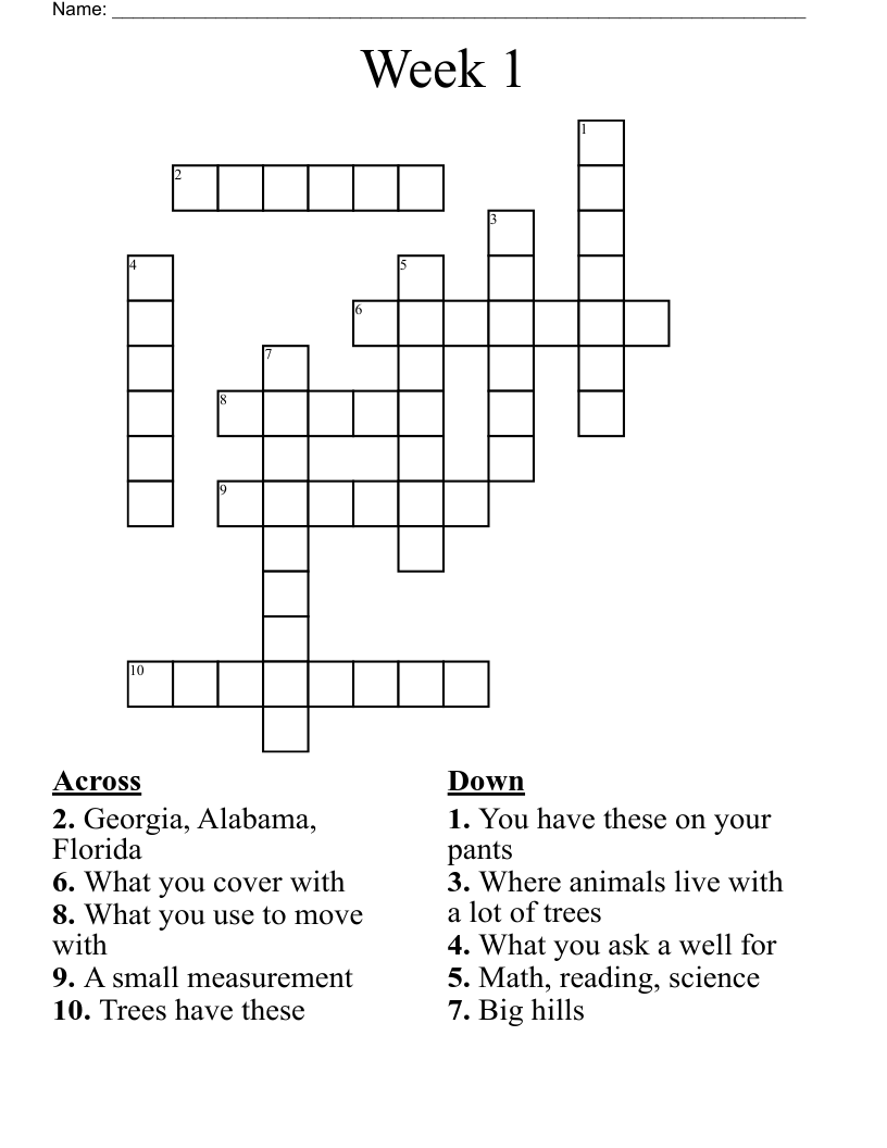 Week 1 Crossword