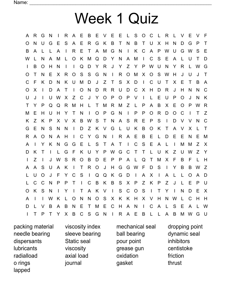 Week 1 Quiz Word Search