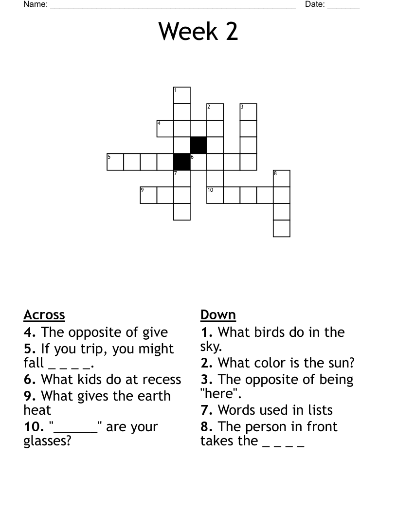 Week 2 Crossword