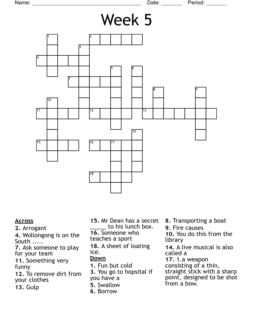 Week 5 Crossword