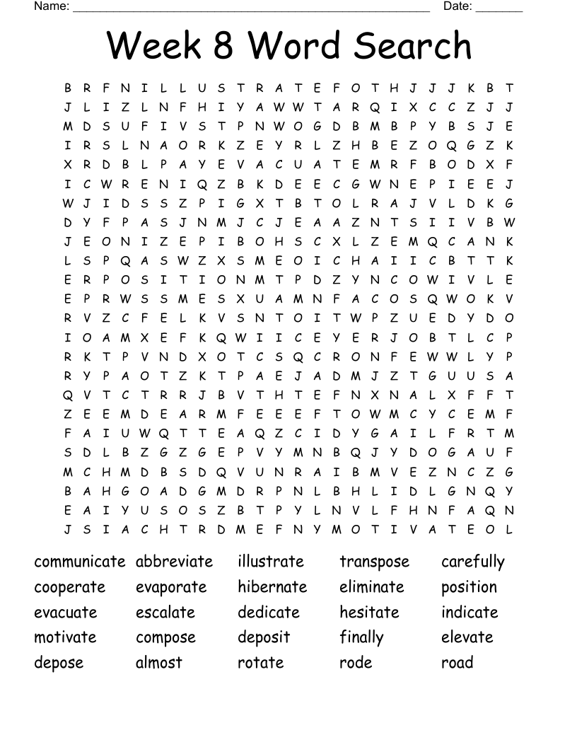 Week 8 Word Search 