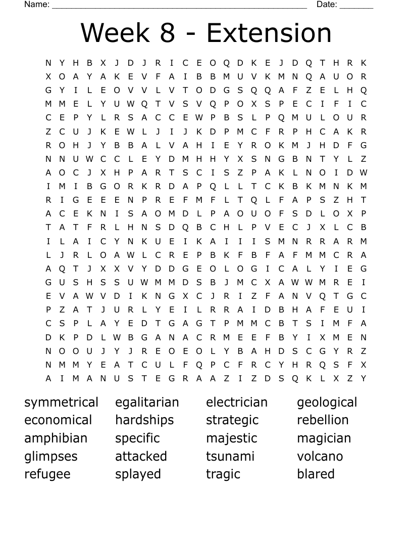 Week 8 Extension Word Search WordMint