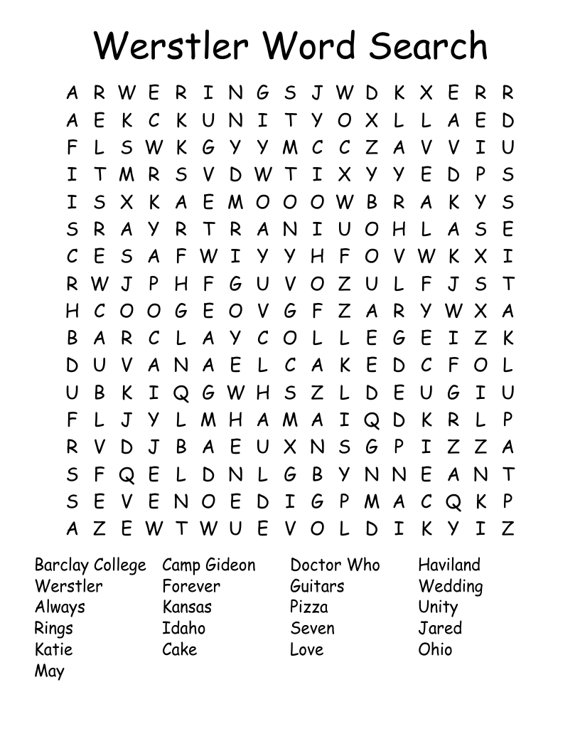 Werstler Word Search