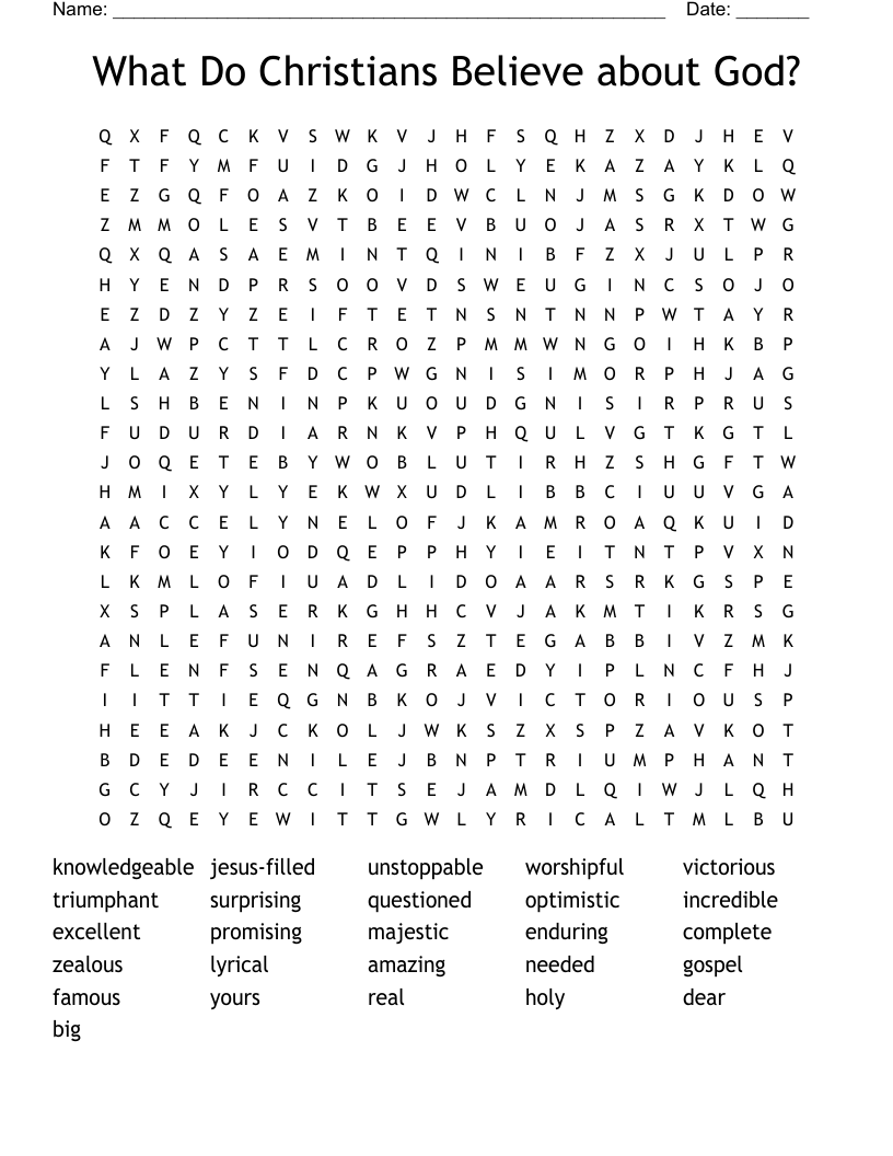What Do Christians Believe about God? Word Search