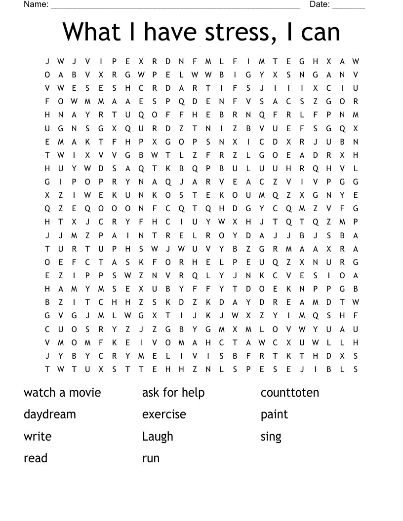 What I have stress, I can Word Search