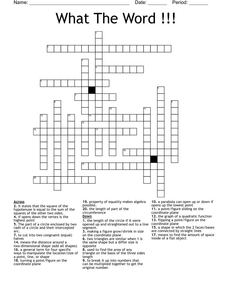 What The Word !!! Crossword