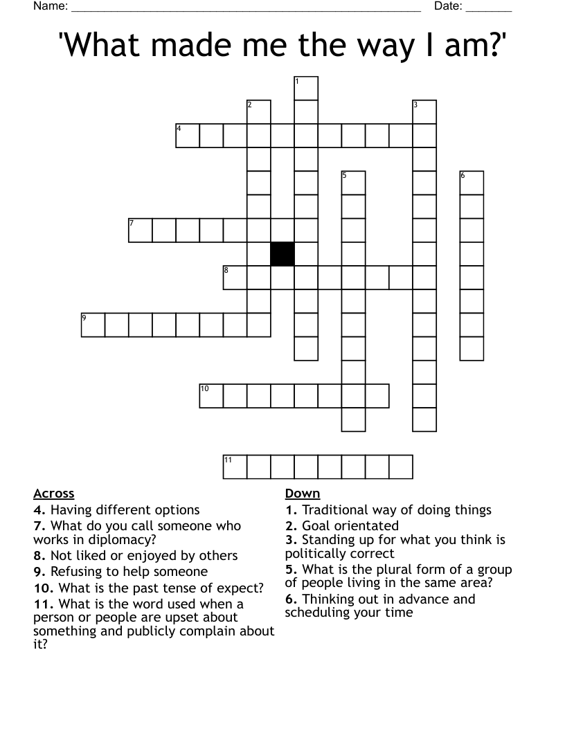 'What made me the way I am?' Crossword