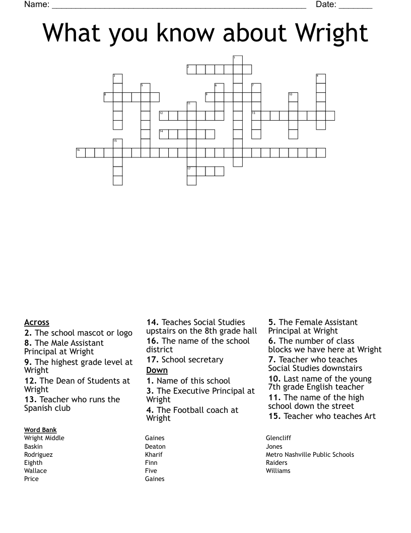 What you know about Wright Crossword WordMint