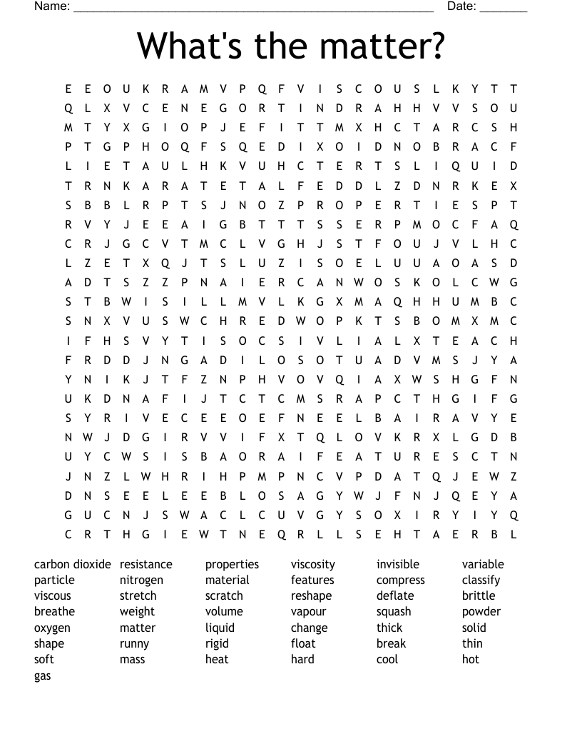 What's the matter? Word Search