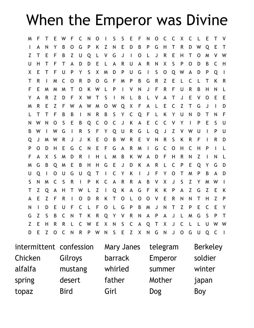 When the Emperor was Divine Word Search