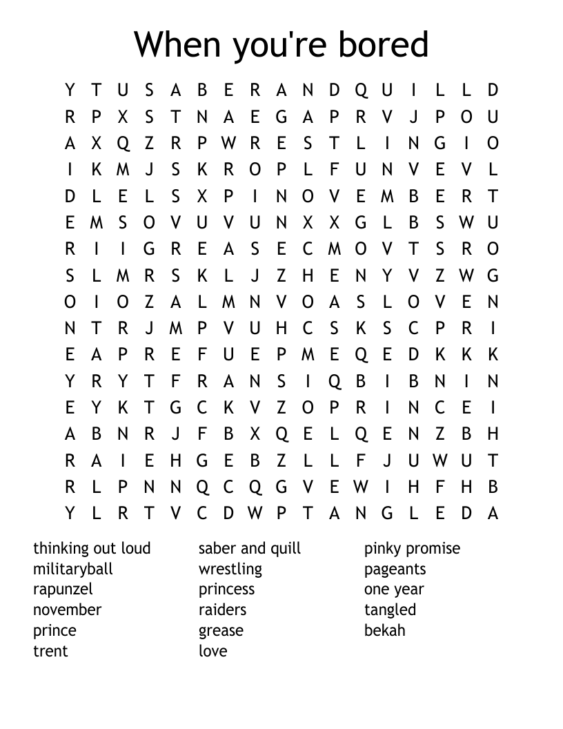 When you're bored Word Search