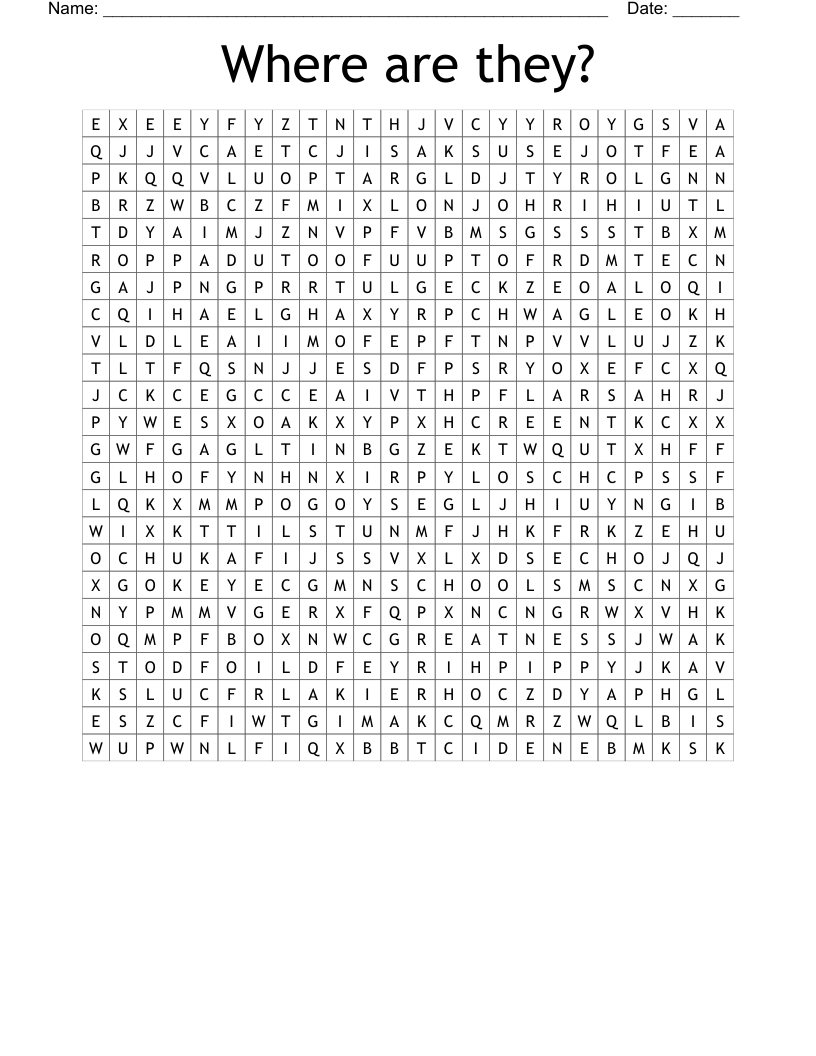 Where are they? Word Search