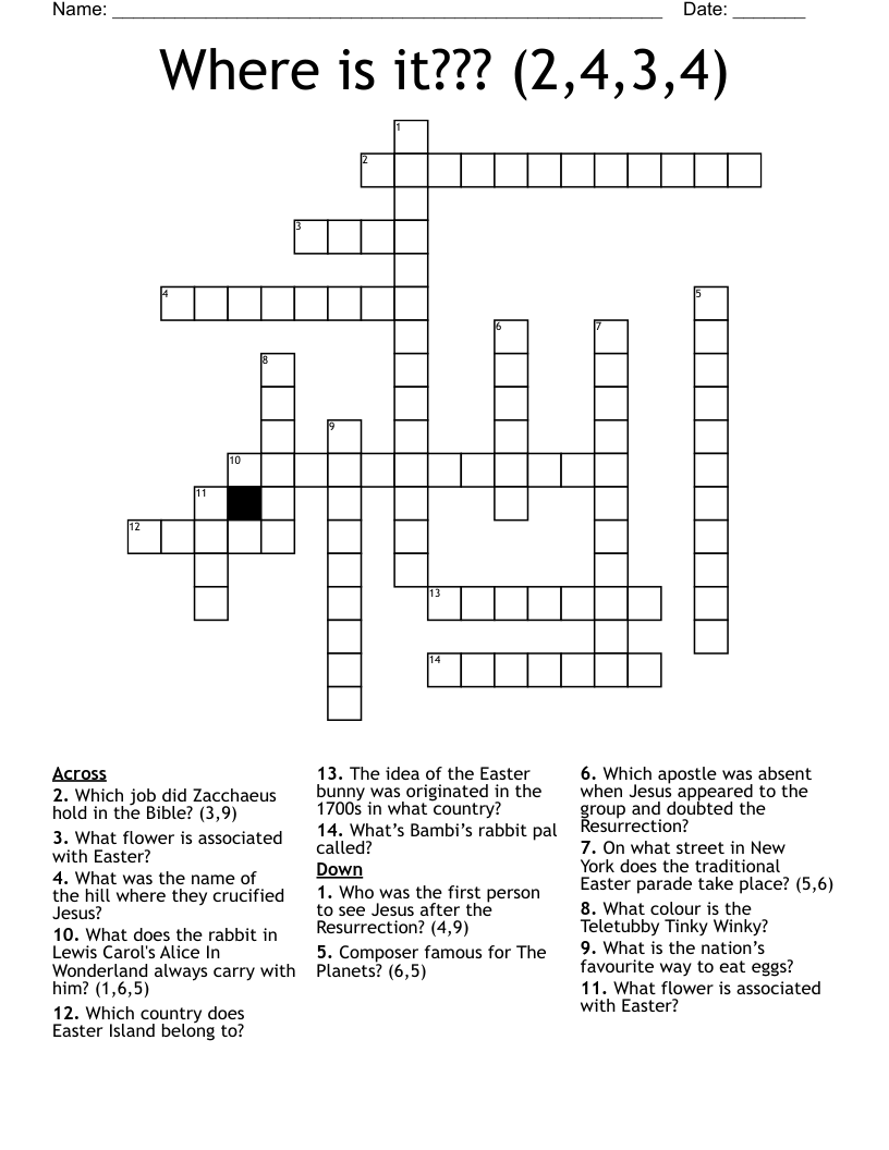 Where is it??? (2,4,3,4) Crossword