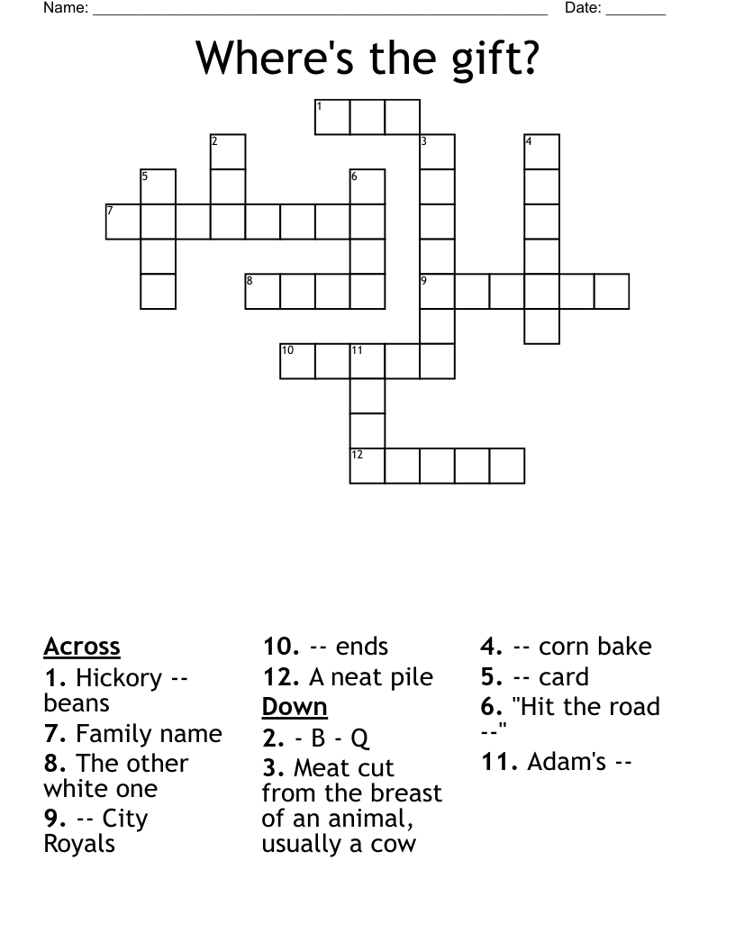 Where's the gift? Crossword