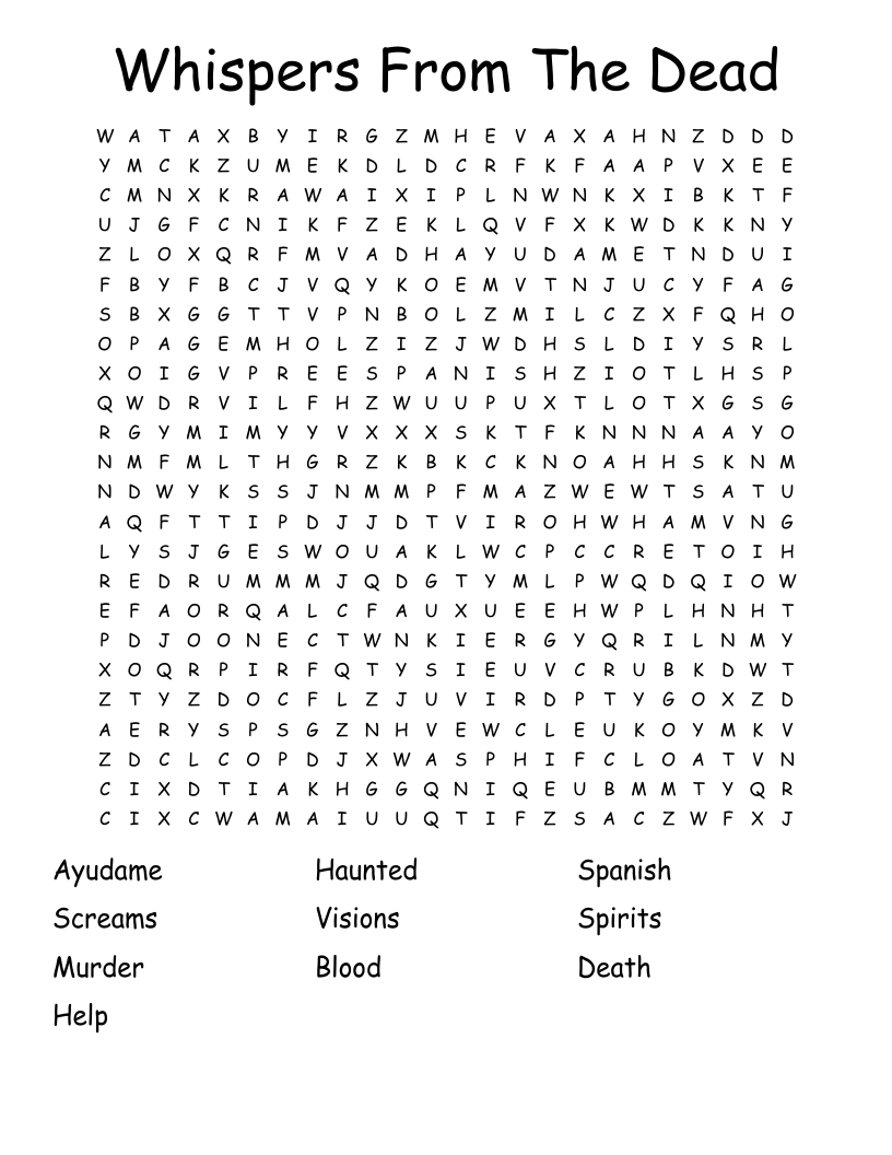 Whispers From The Dead Word Search
