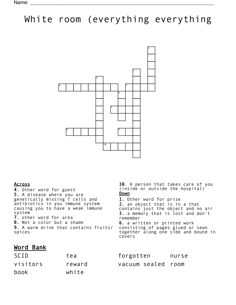 White room (everything everything Crossword