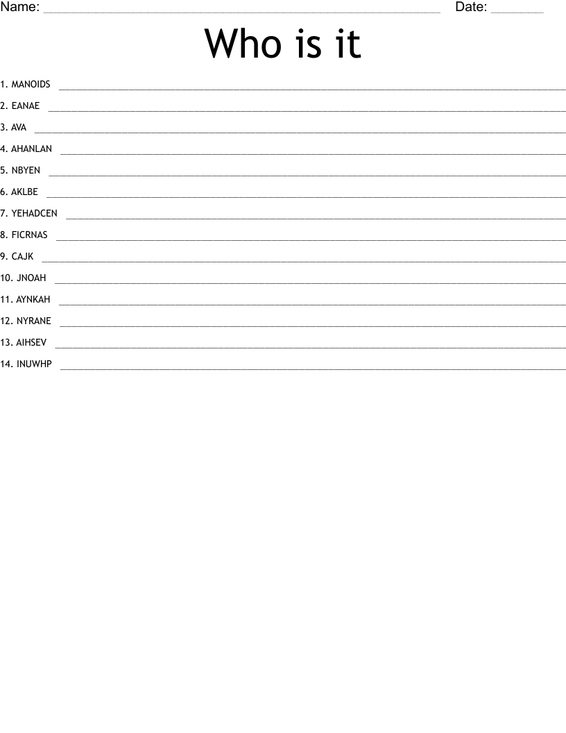 Who is it Word Scramble