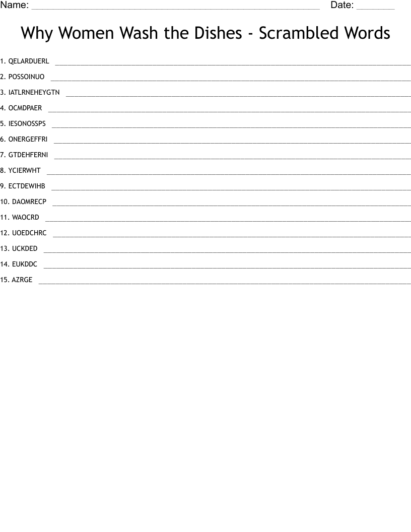 Why Women Wash the Dishes - Scrambled Words