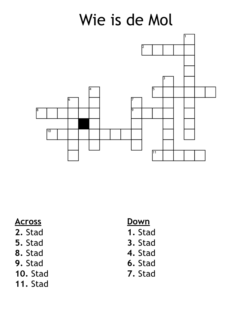 Wie is de Mol Crossword