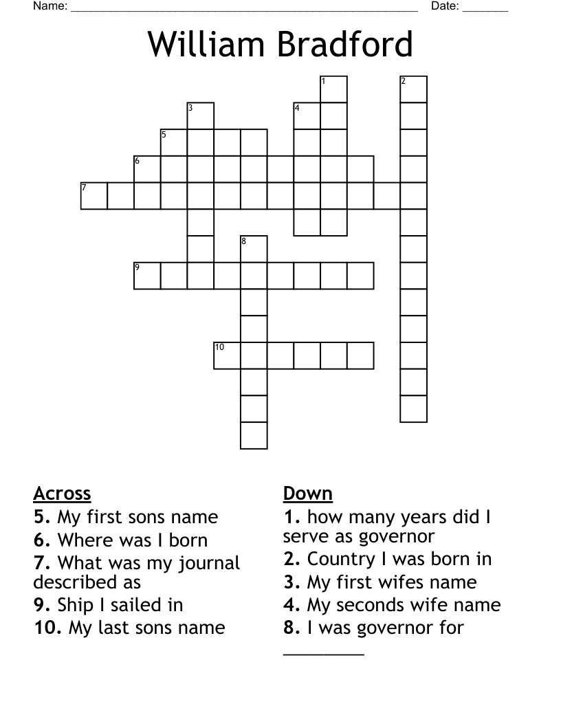 William Bradford Crossword