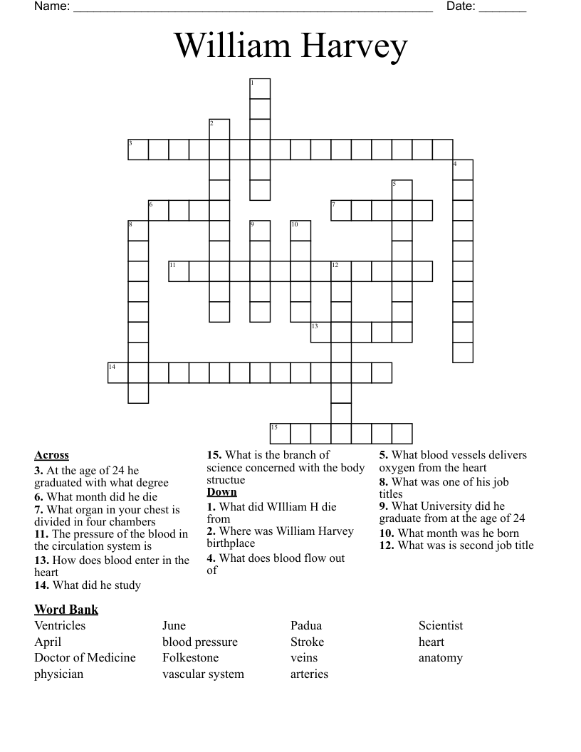 William Harvey Crossword