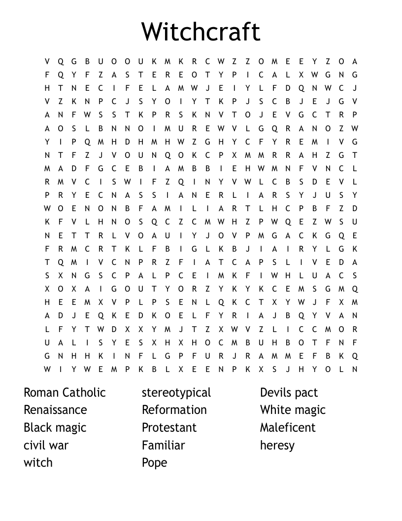 Witchcraft Word Search