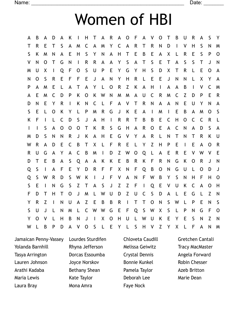 Women of HBI  Word Search