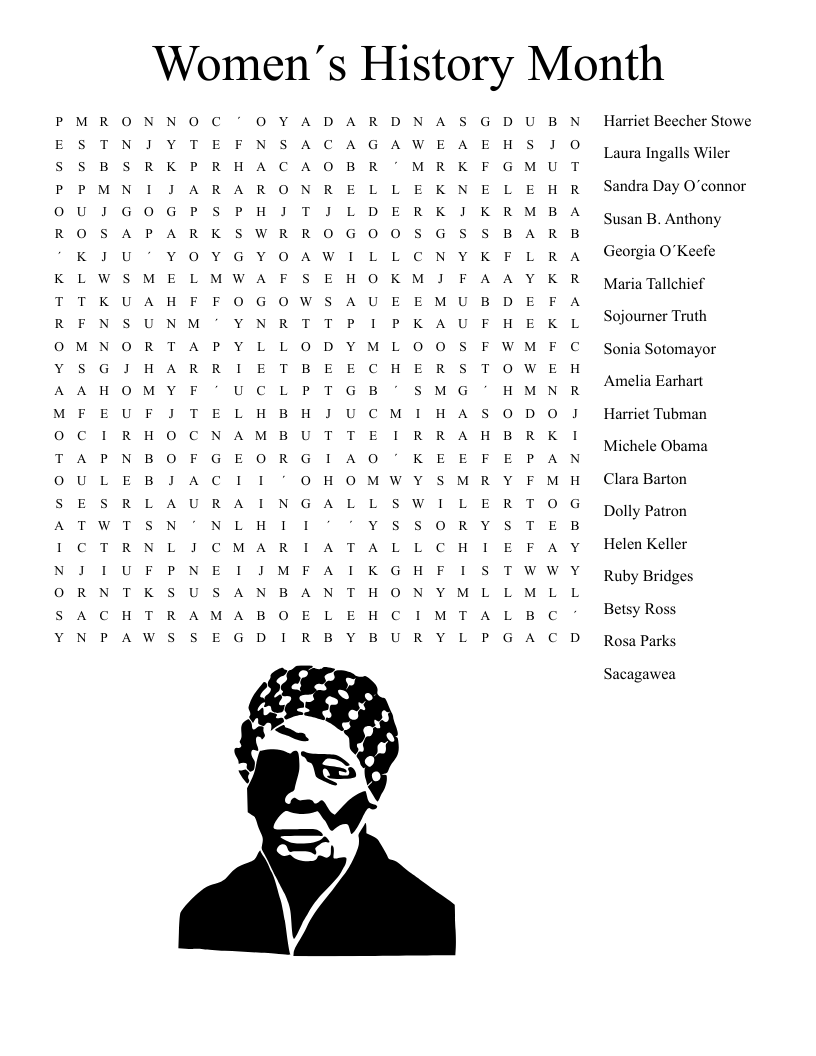 American Women s History Month Word Search WordMint