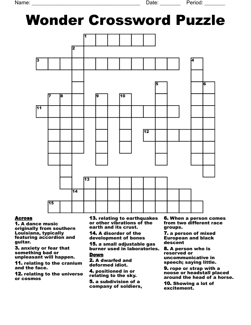 Wonder Crossword Puzzle WordMint