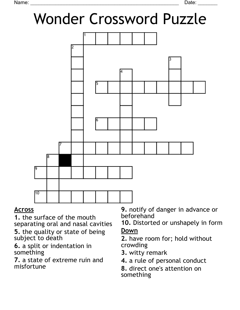 Wonder Crossword Puzzle WordMint