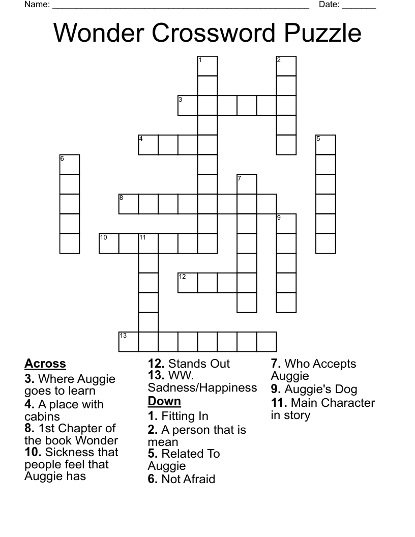 Wonder Crossword Puzzle WordMint