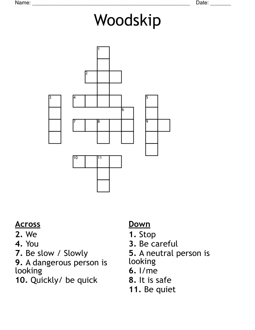 Woodskip Crossword