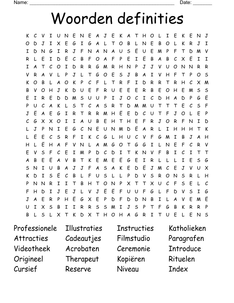Woorden definities Word Search