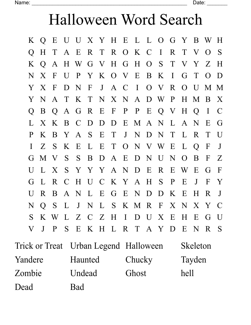 Halloween Word Search