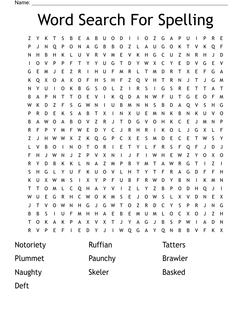 Word Search For Spelling