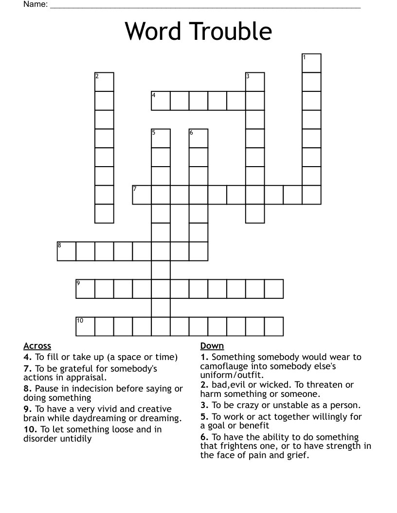 Word Trouble Crossword WordMint