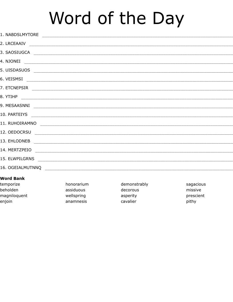 Word of the Day Word Scramble - WordMint