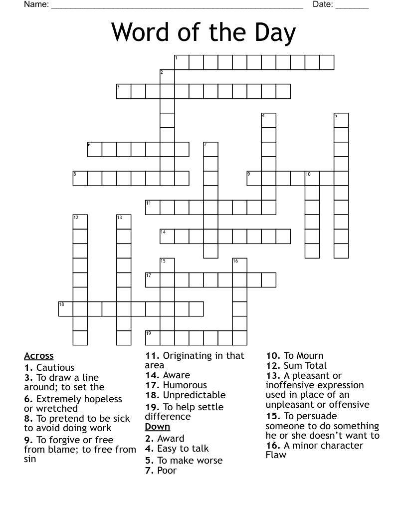 Word of the Day Crossword WordMint