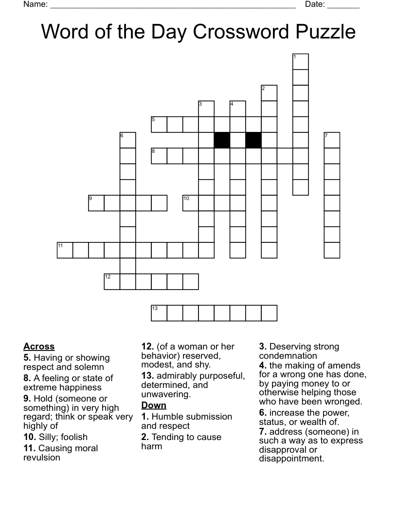 Word of the Day Crossword Puzzle WordMint
