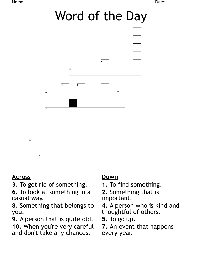 Word of the Day  Crossword