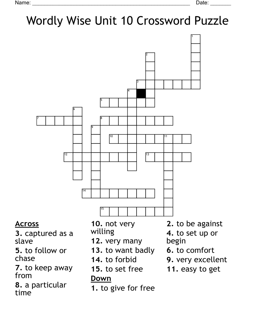 Wordly Wise Lesson 10 Crossword WordMint