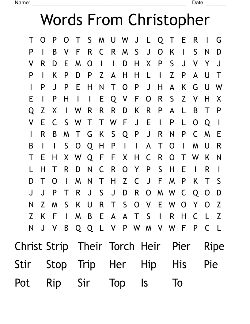 Words From Christopher Word Search