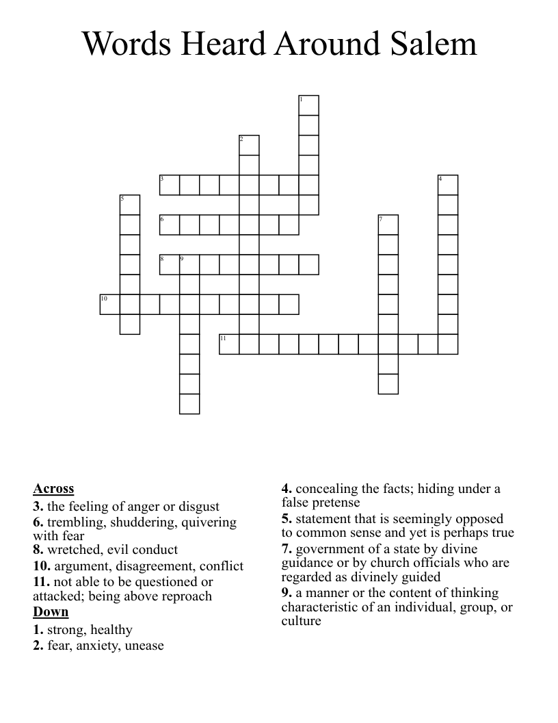 Words Heard Around Salem Crossword