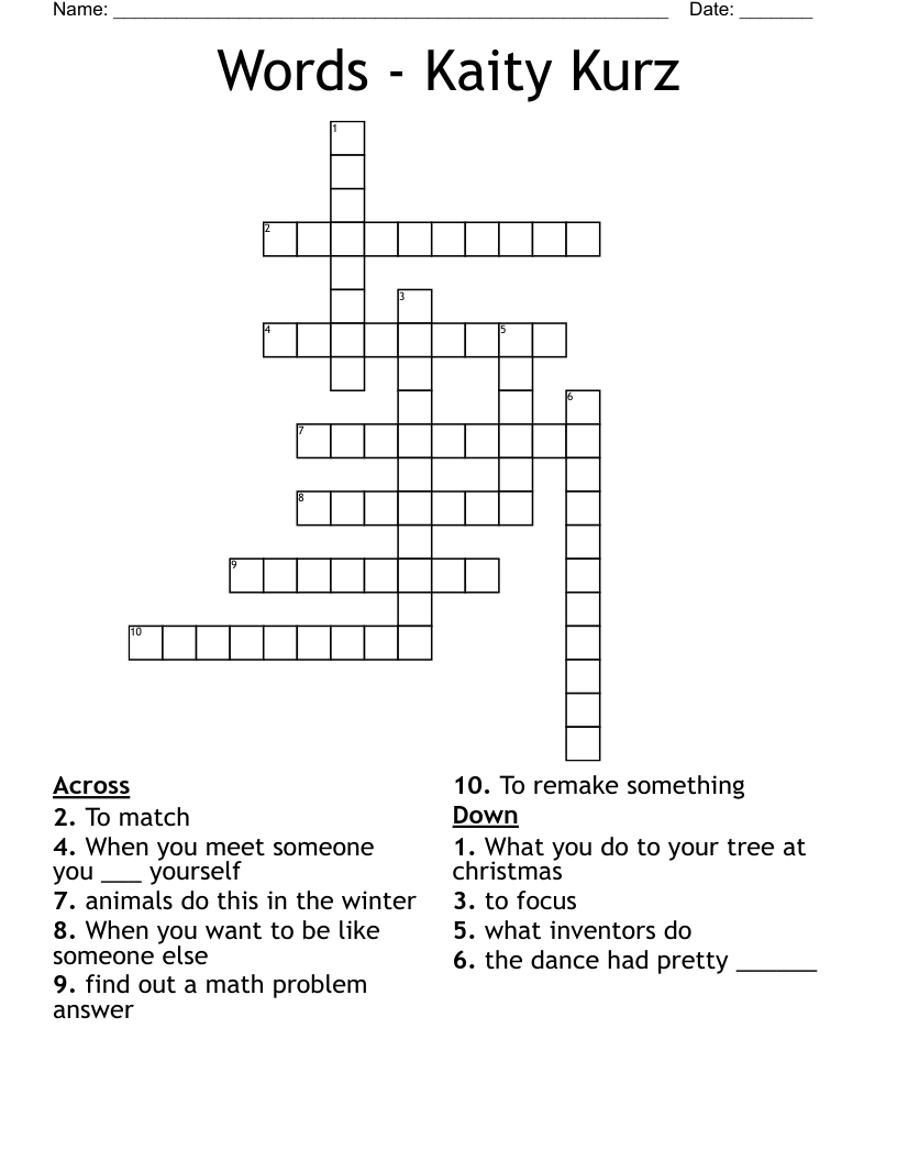 Words - Kaity Kurz Crossword