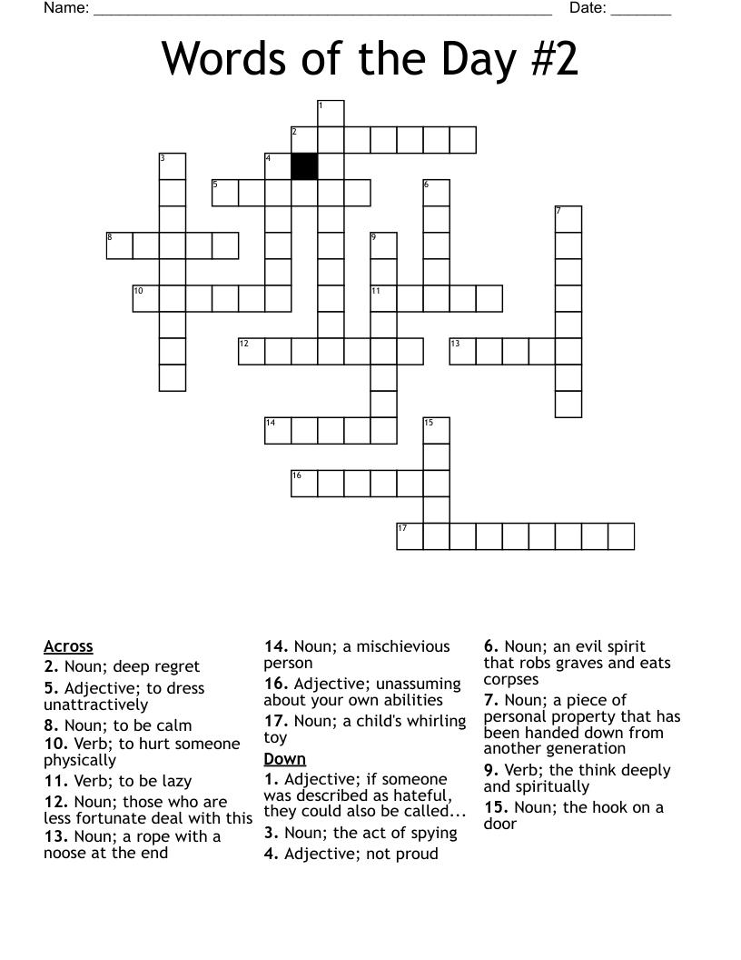 Words of the Day #2 Crossword WordMint