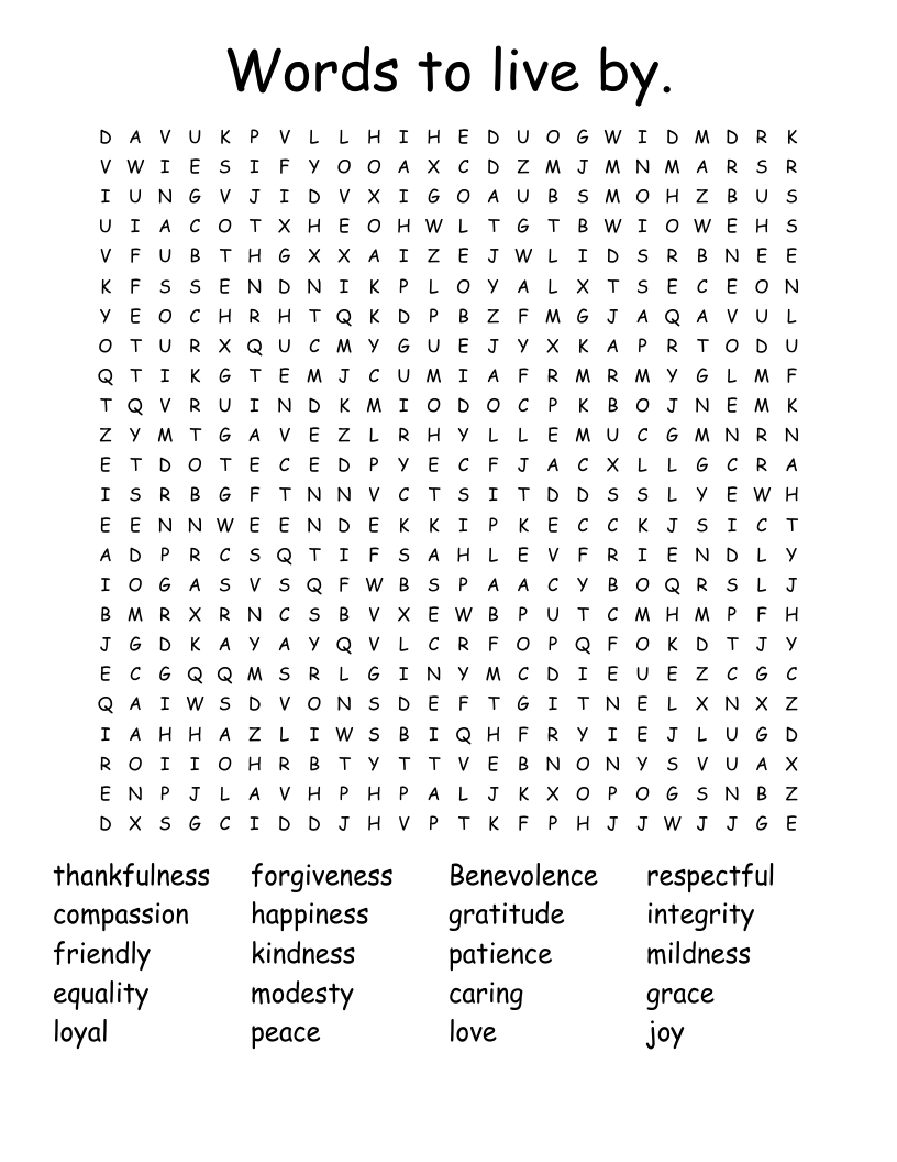 Words to live by. Word Search